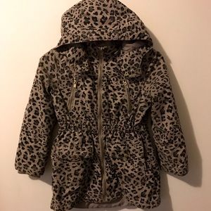Girls cheetah print hooded jacket